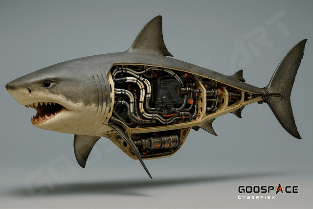 Cadre Grand Requin Blanc Cybernétique